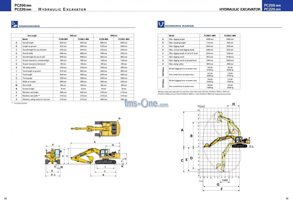 Komatsu Pc270lc 8 Hydraulic Excavator Dimensions Specs 54 Off